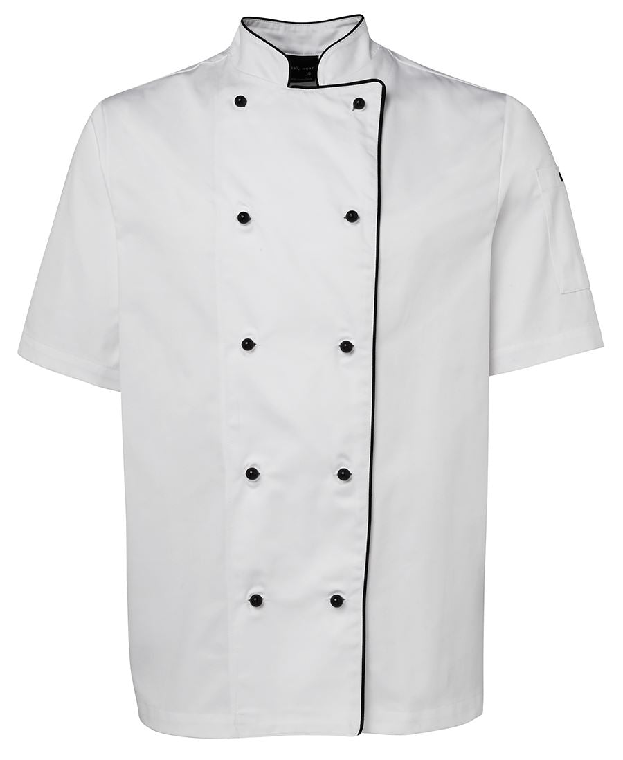 JB's S/S CHEFS JACKET - White/Black Piping