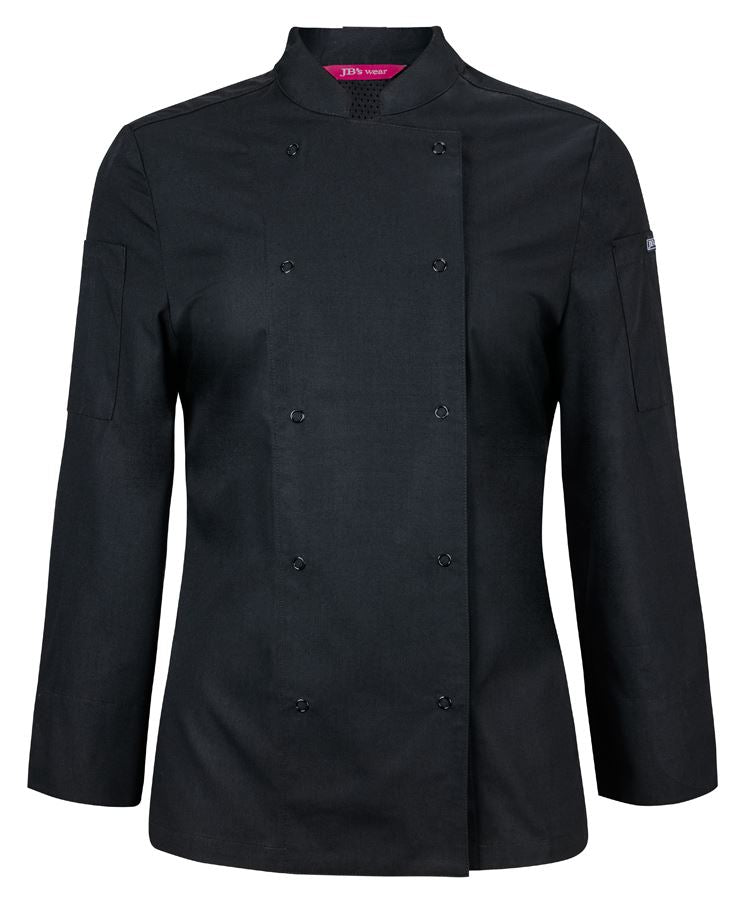 JB's LADIES L/S SNAP BUTTON CHEFS JACKET - Black