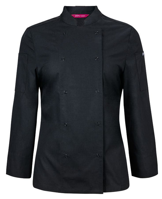 JB's LADIES L/S SNAP BUTTON CHEFS JACKET - Black