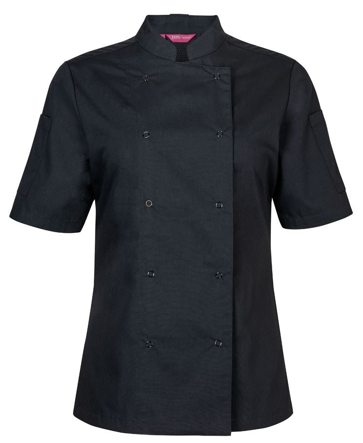 JB's LADIES S/S SNAP BUTTON CHEFS JACKET - Black