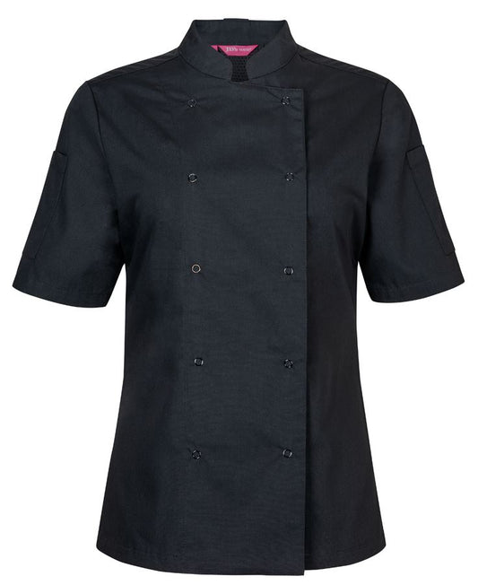 JB's LADIES S/S SNAP BUTTON CHEFS JACKET - Black