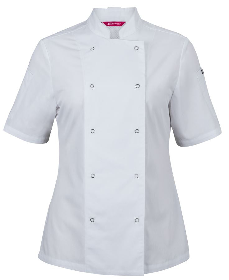 JB's LADIES S/S SNAP BUTTON CHEFS JACKET - White