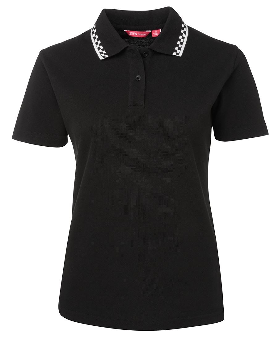 JB's LADIES CHEF POLO - Black/White