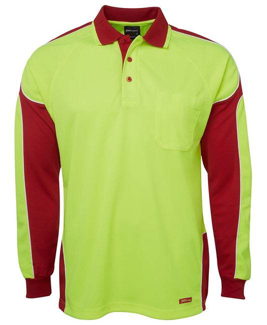 JB's HV 4602.1 L/S ARM PANEL POLO - Lime/Red