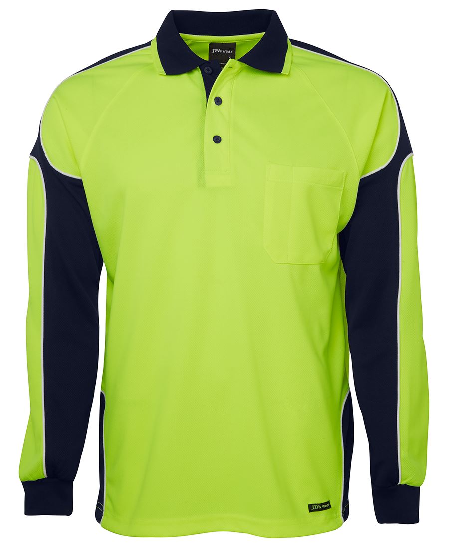 JB's HV 4602.1 L/S ARM PANEL POLO - Lime/Navy