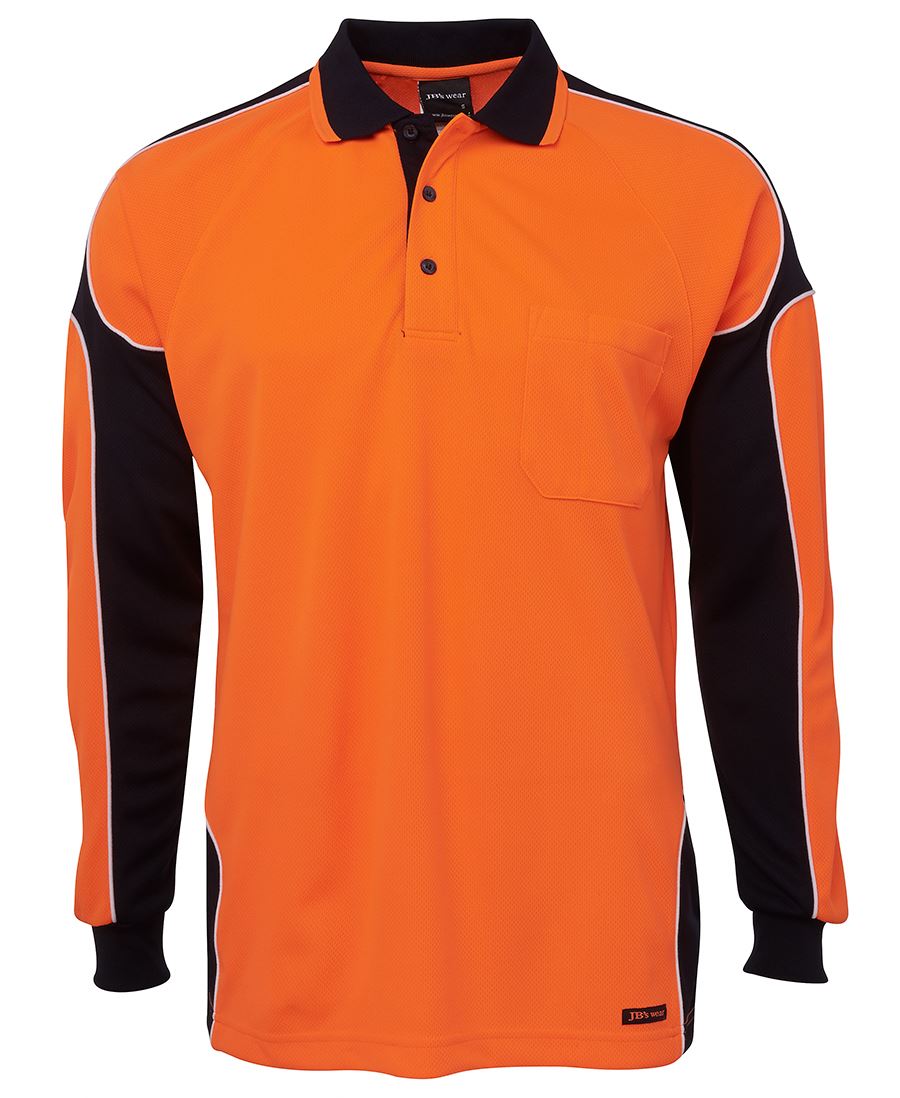JB's HV 4602.1 L/S ARM PANEL POLO - Orange/Navy