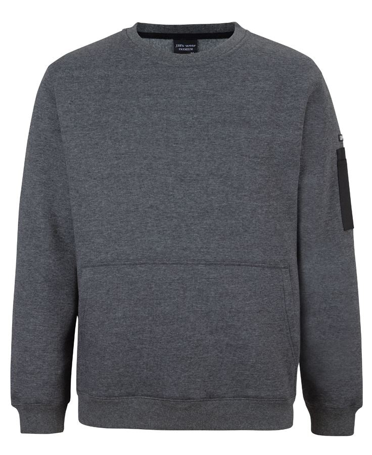 JB's 350 PREMIUM TRADE CREW NECK FLEECE - Charcoal Marle/Black