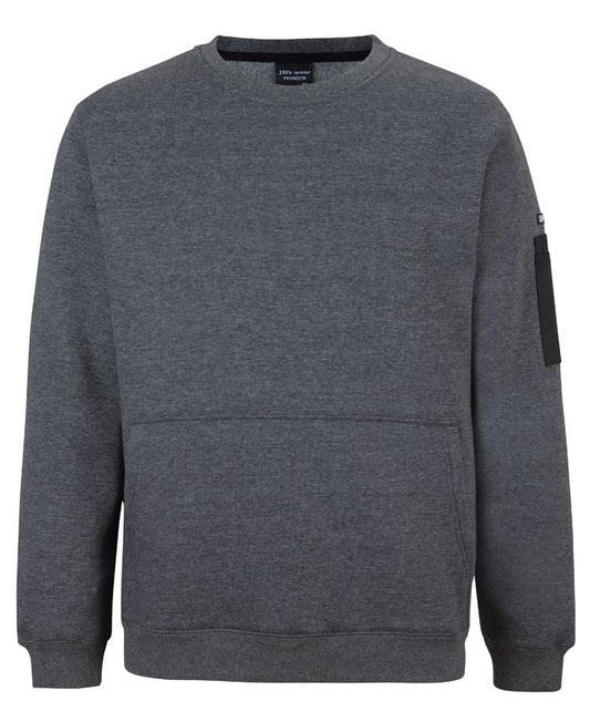 JB's 350 PREMIUM TRADE CREW NECK FLEECE - Charcoal Marle/Black