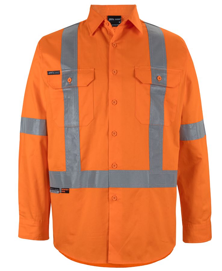 JB's HV (D+N) L/S 150G CROSS BACK TAPE SHIRT - Orange