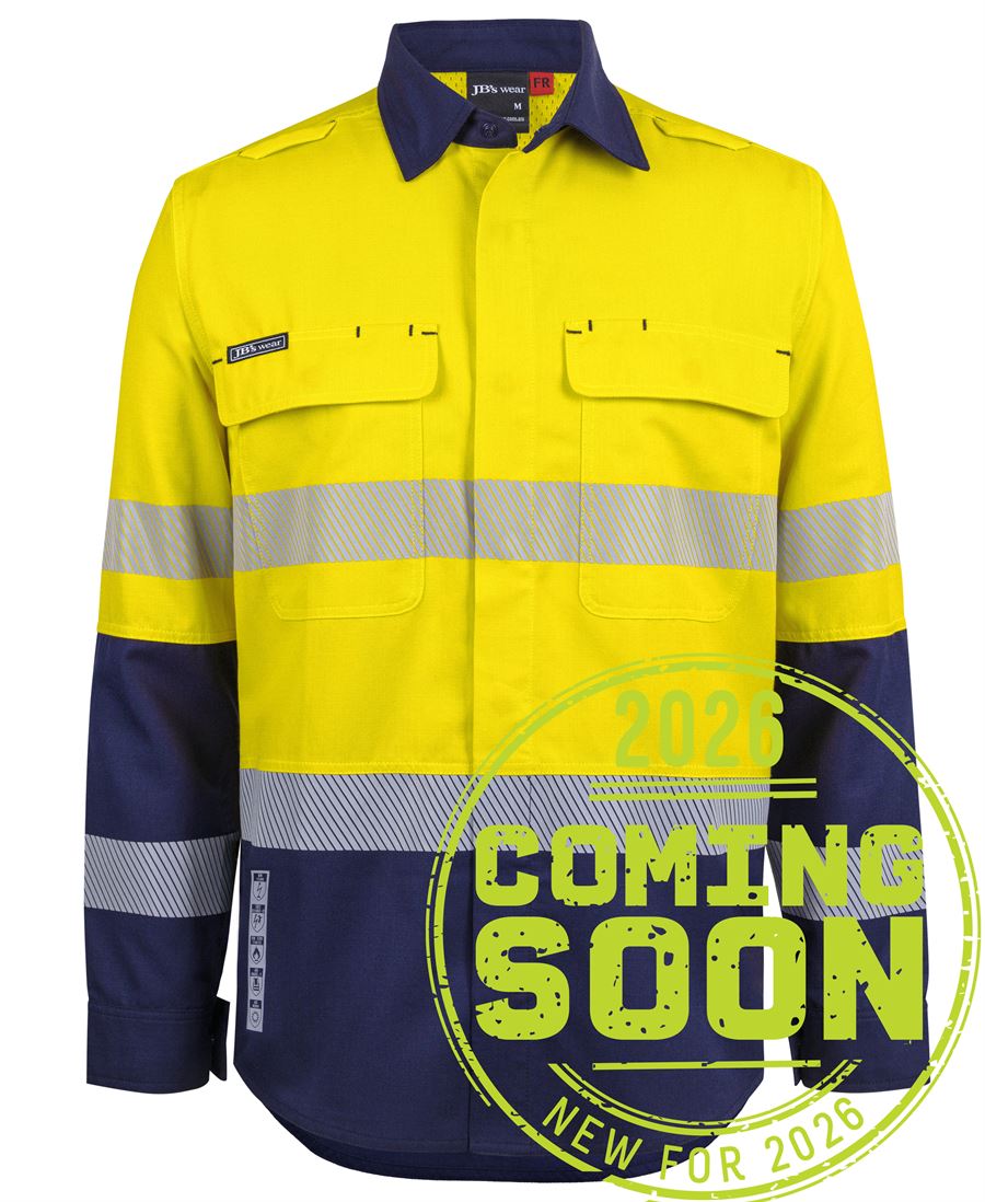 JB's FR PPE2 D+N BIOMOTION L/S WORK SHIRT - Yellow/Navy