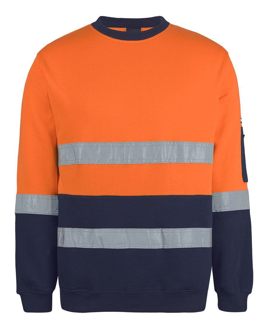JB's HV 310 (D+N) COTTON CREW NECK FLEECE - Orange/Navy