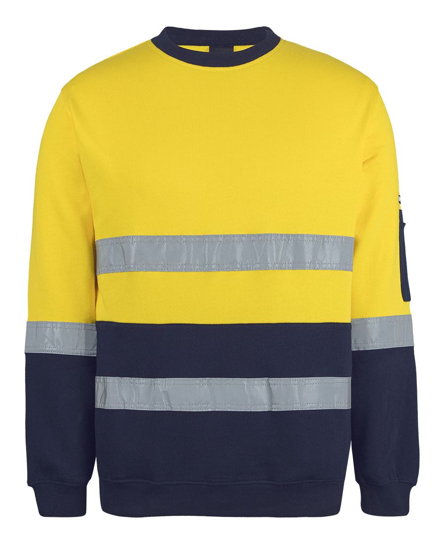 JB's HV 310 (D+N) COTTON CREW NECK FLEECE - Yellow/Navy