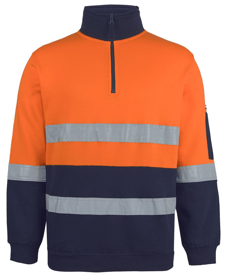 JB's HV 310 (D+N) COTTON 1/2 ZIP FLEECE - Orange/Navy