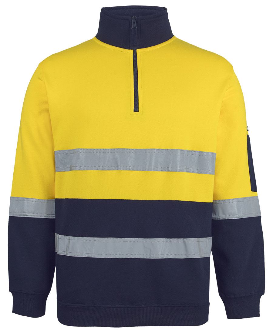 JB's HV 310 (D+N) COTTON 1/2 ZIP FLEECE - Yellow/Navy