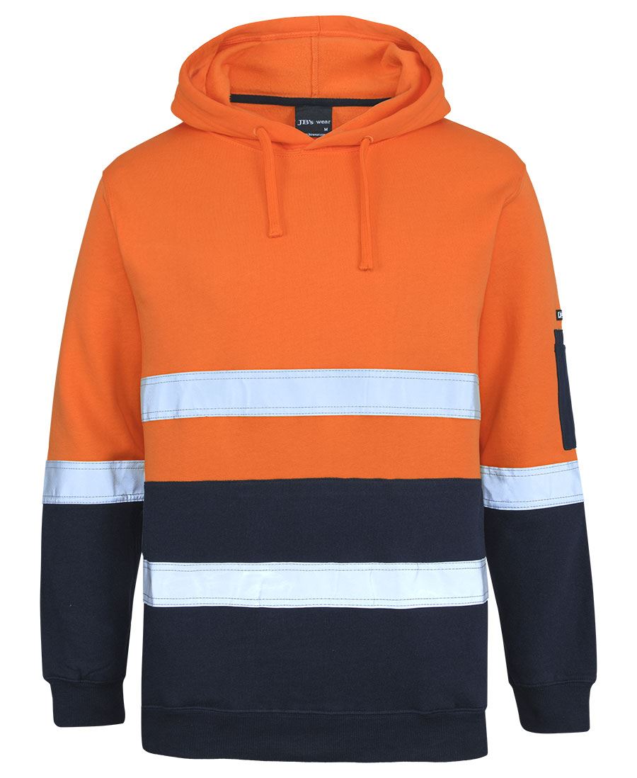 JB's HV D+N 310 COTTON PULLOVER FLEECE HOODIE - Orange/Navy
