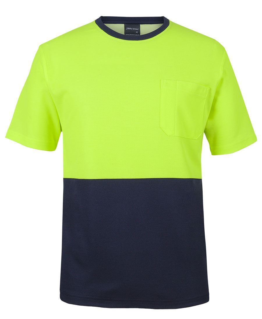 JB's HV COTTON BACK TEE - Lime/Navy