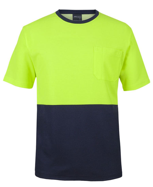 JB's HV COTTON BACK TEE - Lime/Navy