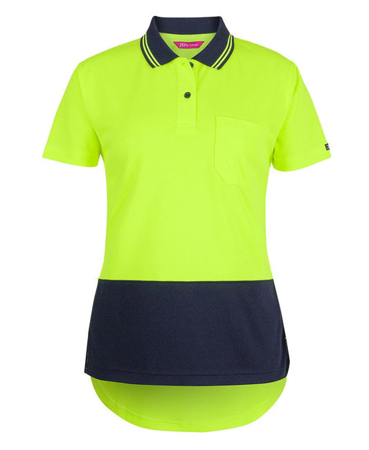 JB's LADIES HV S/S DROP TAIL POLO - Lime/Navy