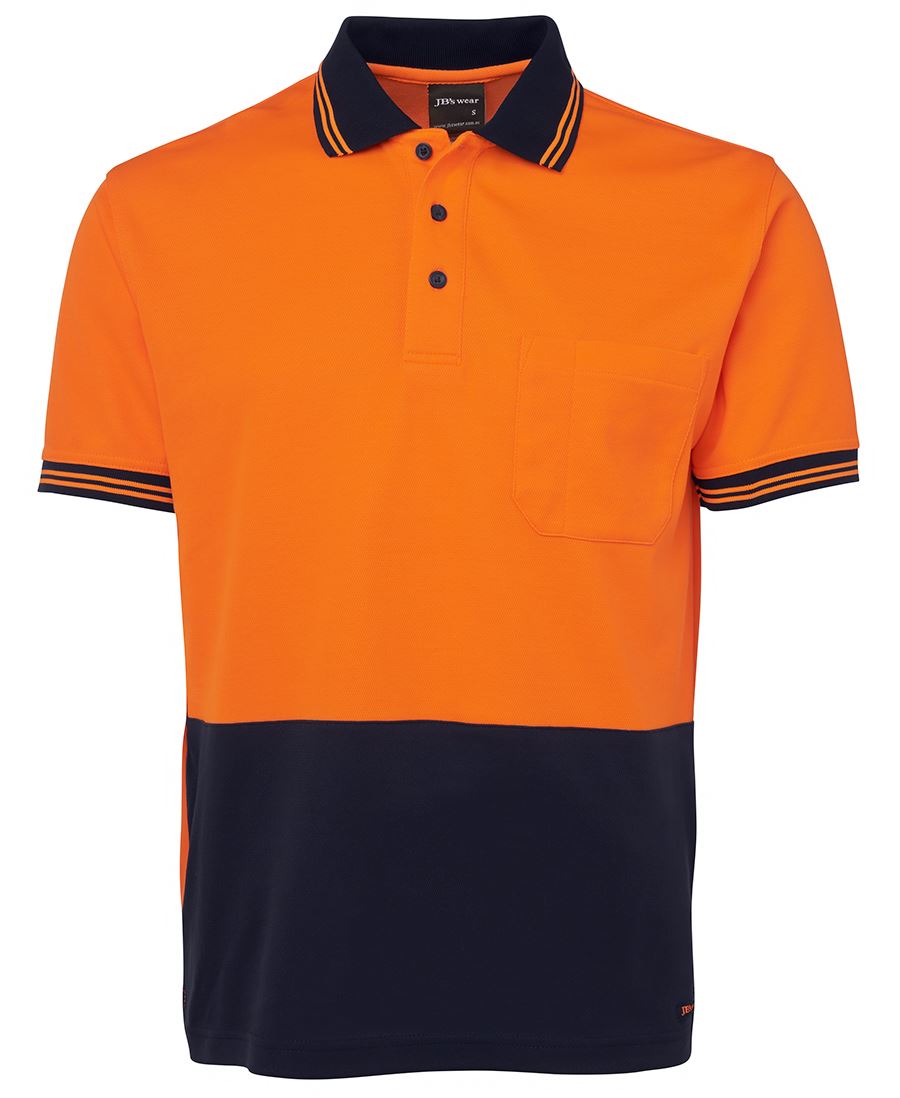 JB's HV S/S COTTON BACK POLO - Orange/Navy