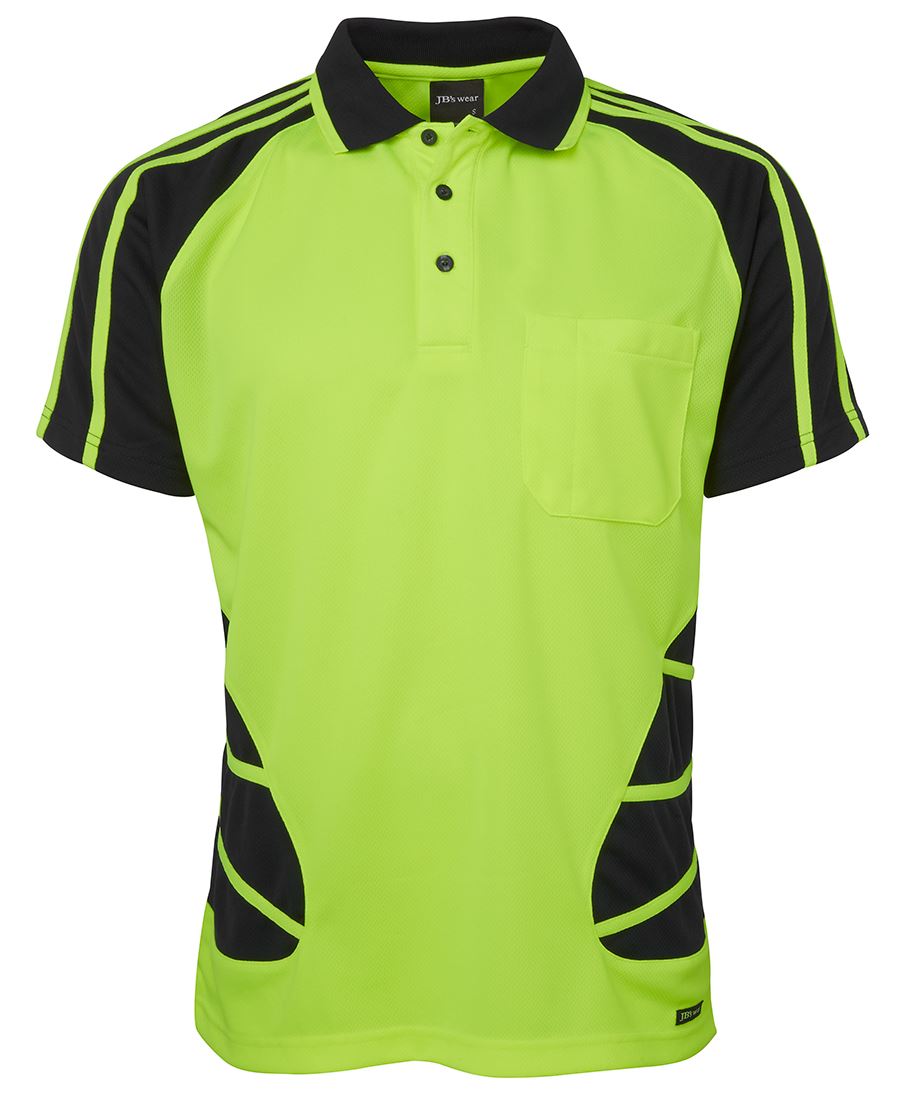 JB's HV S/S SPIDER POLO - Lime/Black