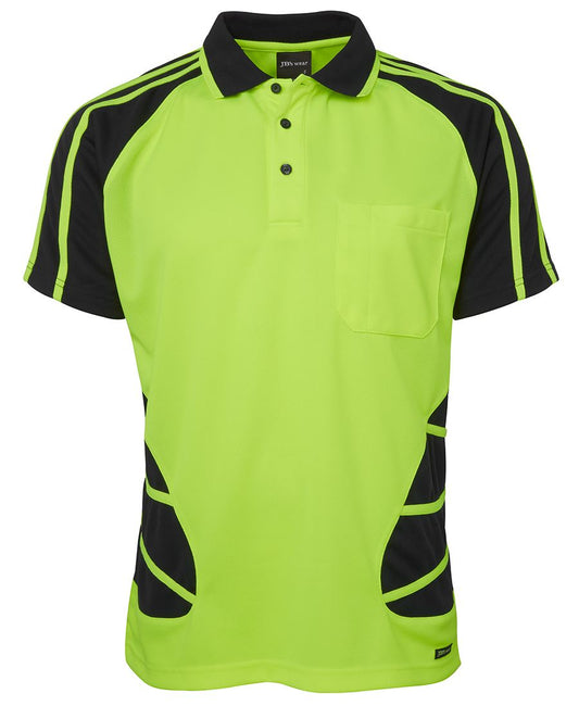 JB's HV S/S SPIDER POLO - Lime/Black
