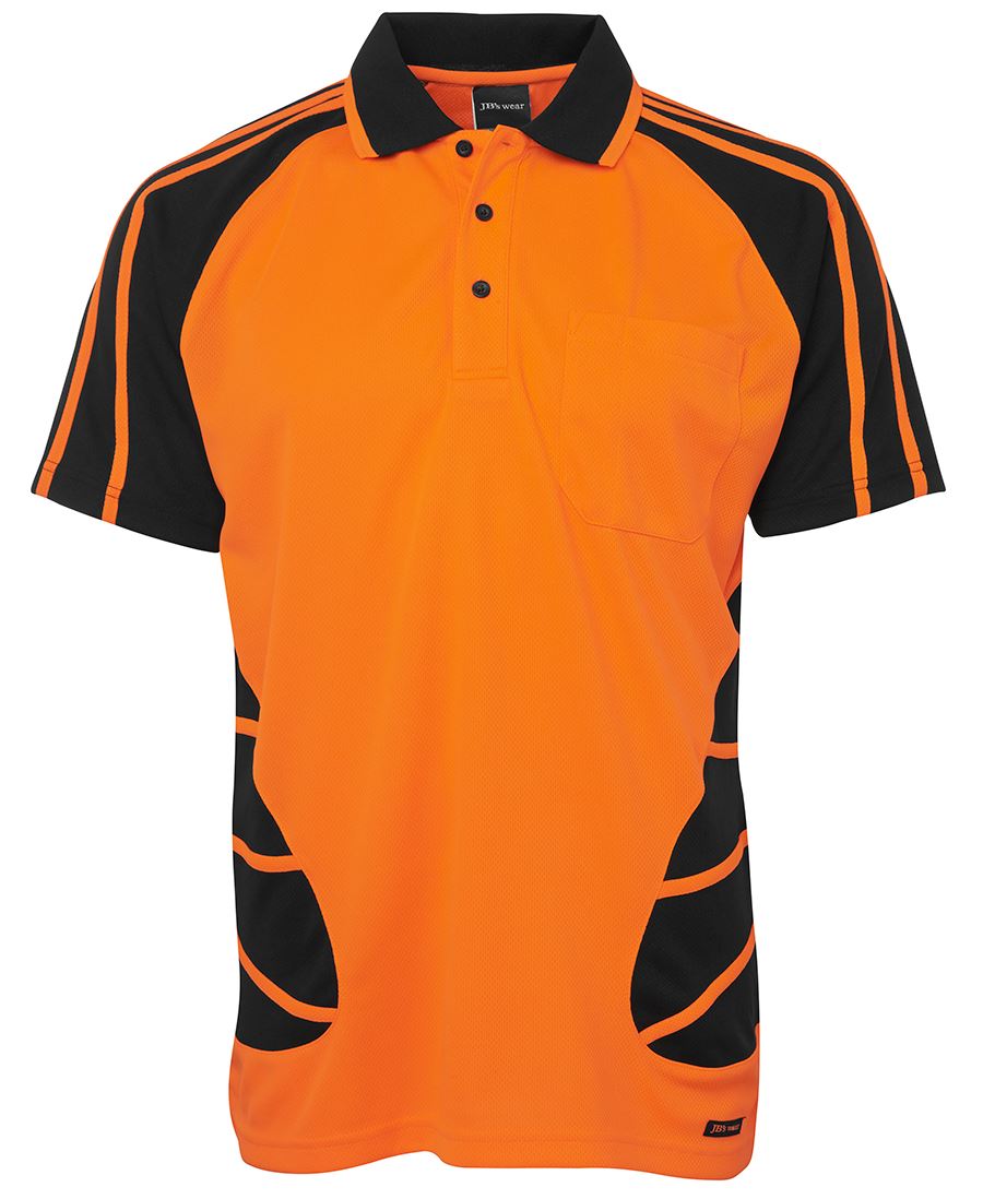 JB's HV S/S SPIDER POLO - Orange/Black