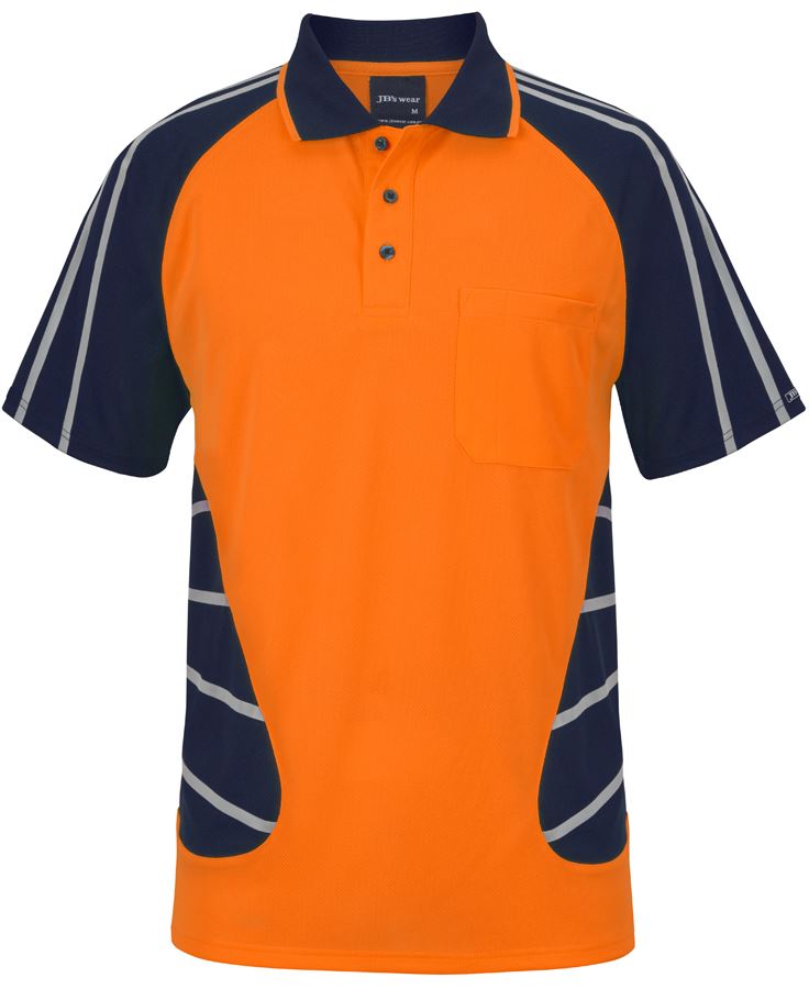 JB's STREET SPIDER POLO W/ REFLECTIVE STRIPE - Orange/Navy