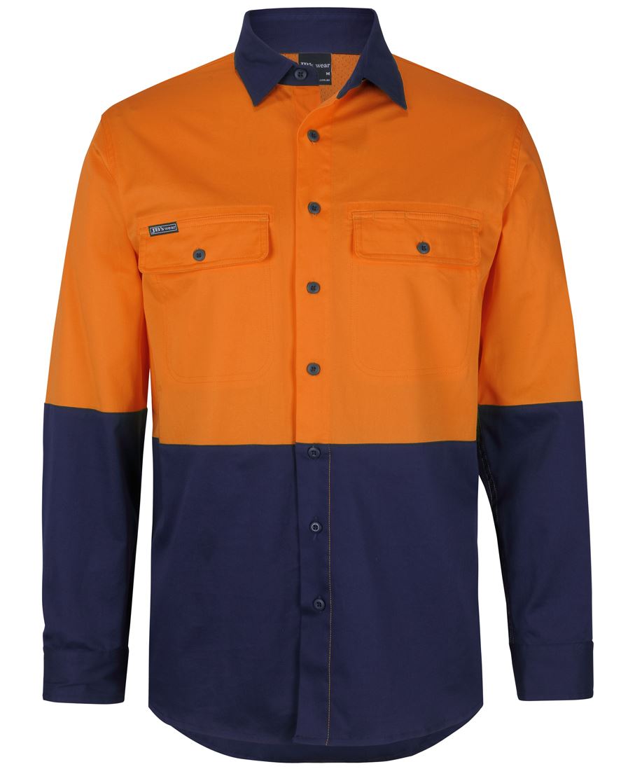 JB's HV L/S STRETCH WORK SHIRT - Orange/Navy
