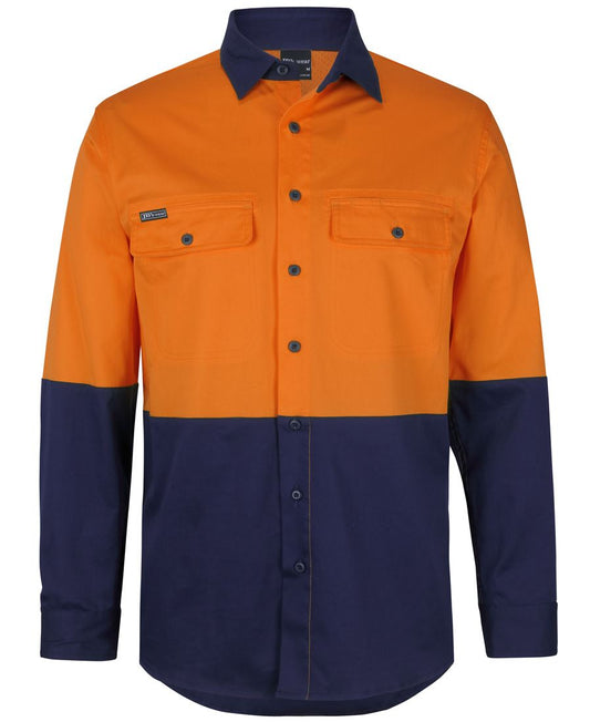 JB's HV L/S STRETCH WORK SHIRT - Orange/Navy