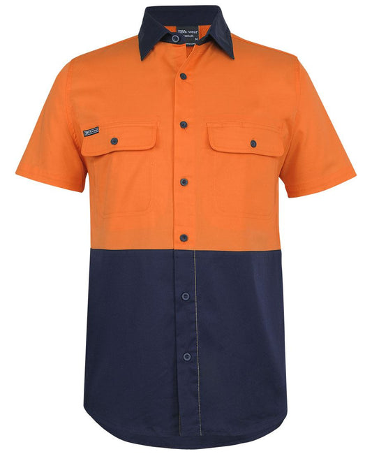 JB's HV S/S STRETCH WORK SHIRT - Orange/Navy