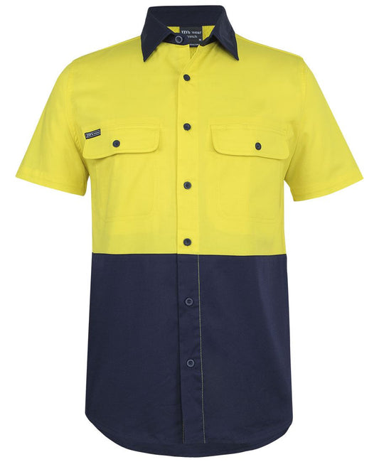 JB's HV S/S STRETCH WORK SHIRT - Yellow/Navy