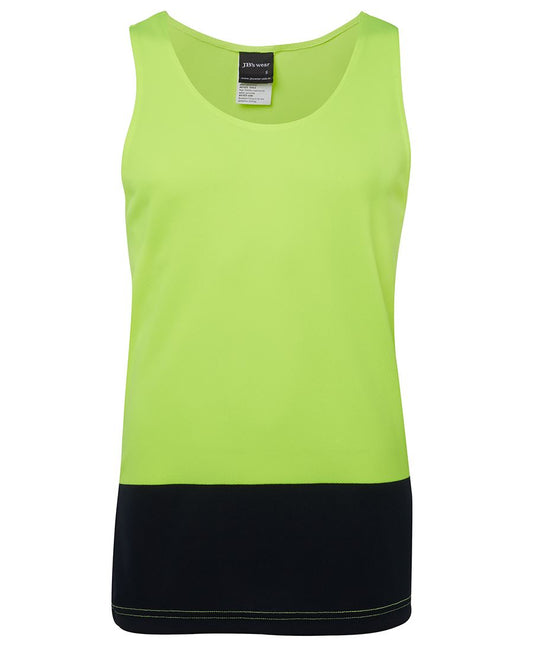 JB's HV TRAD SINGLET - Lime/Navy