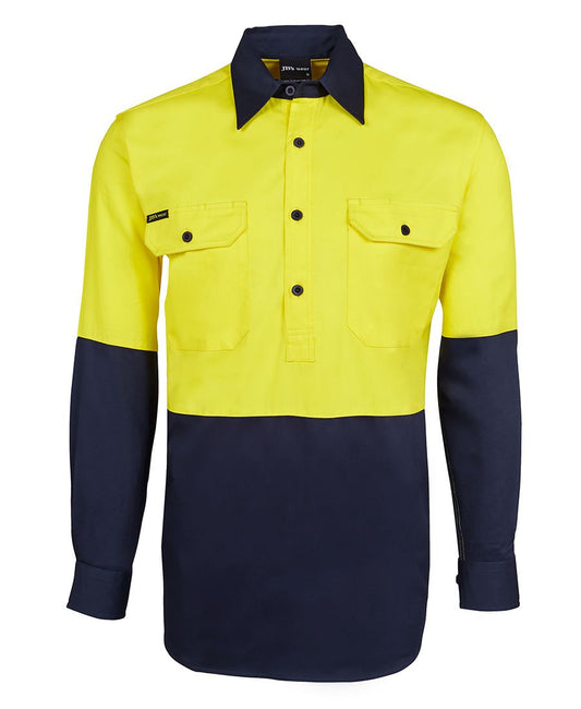 JB's HV CLOSE FRONT L/S 190G SHIRT - Yellow/Navy