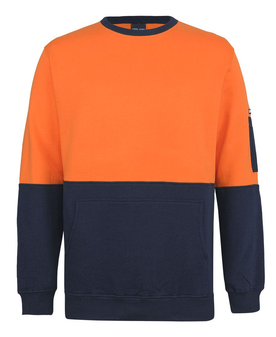 JB's HV 310 COTTON CREW NECK FLEECE - Orange/Navy