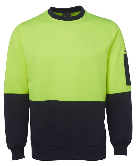 JB's HV FLEECY CREW - Lime/Navy