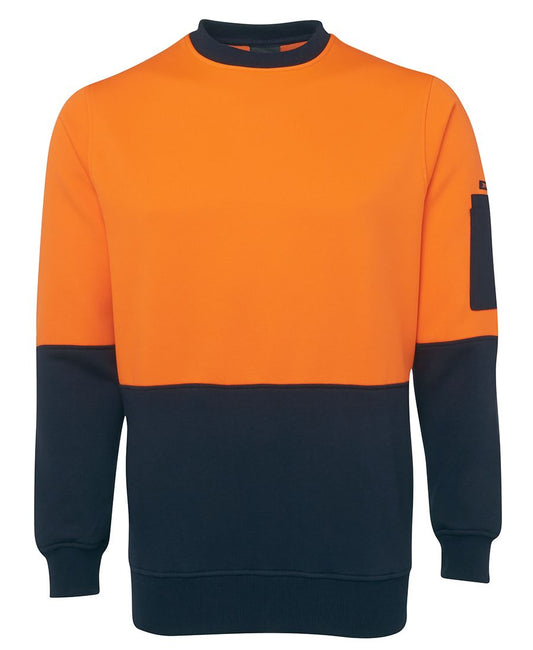 JB's HV FLEECY CREW - Orange/Navy