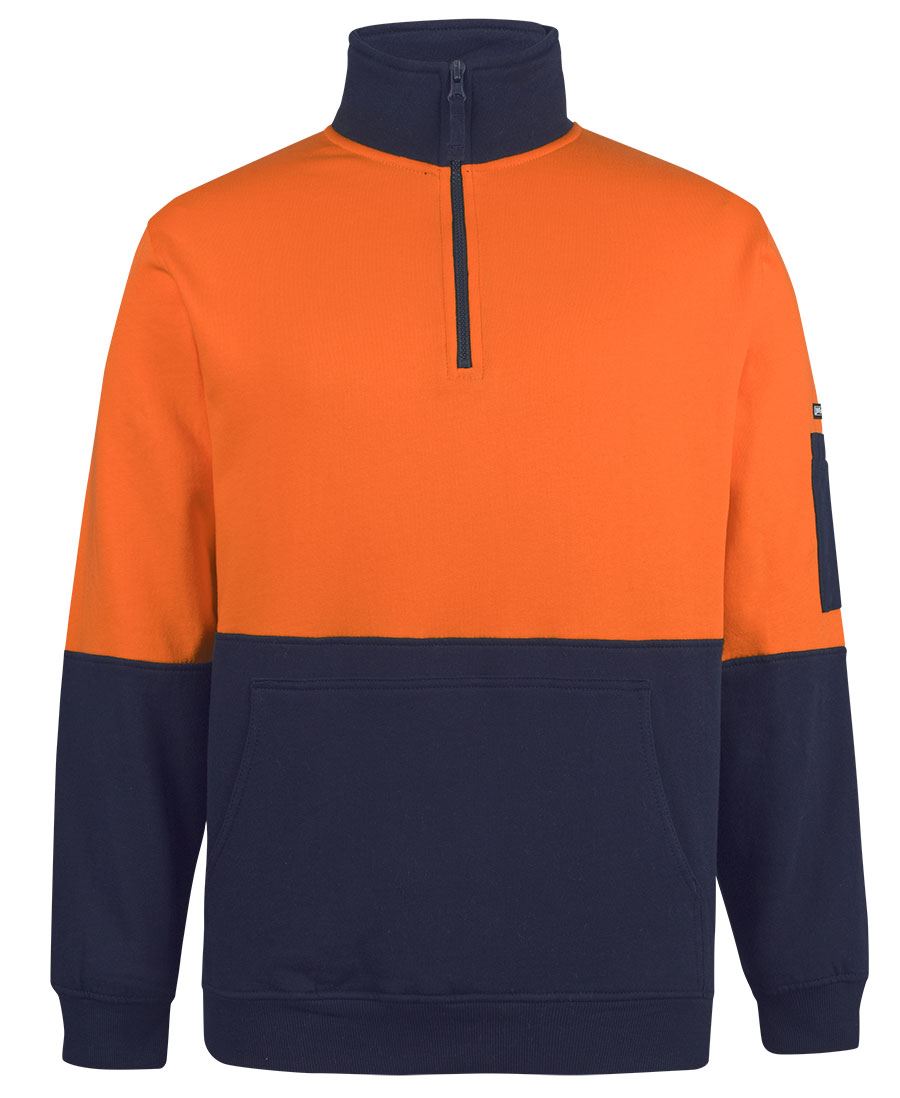 JB's HV 310 COTTON 1/2 ZIP FLEECE - Orange/Navy