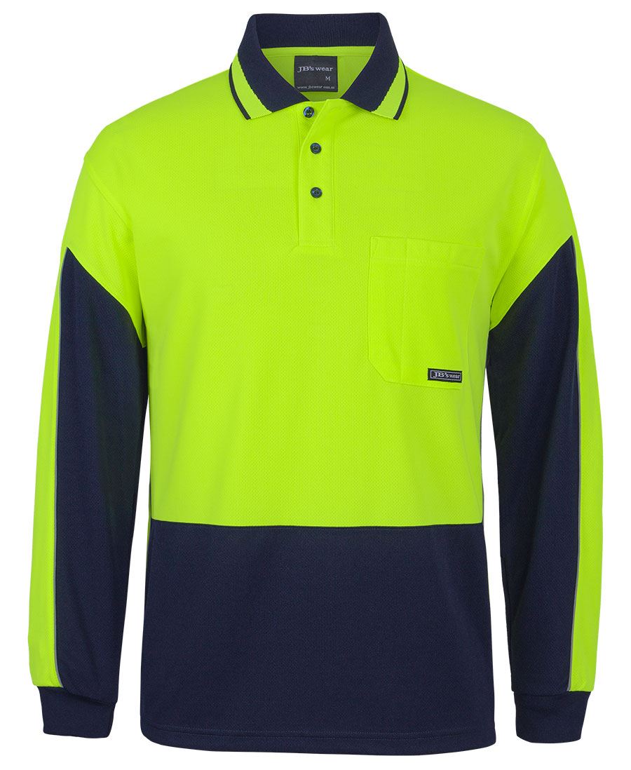 JB's HV 4602.1 L/S GAP POLO - Lime/Navy