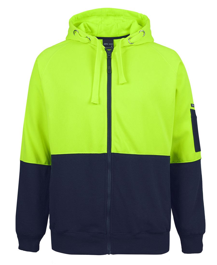 JB's HV FULL ZIP FLEECY HOODIE - Lime/Navy