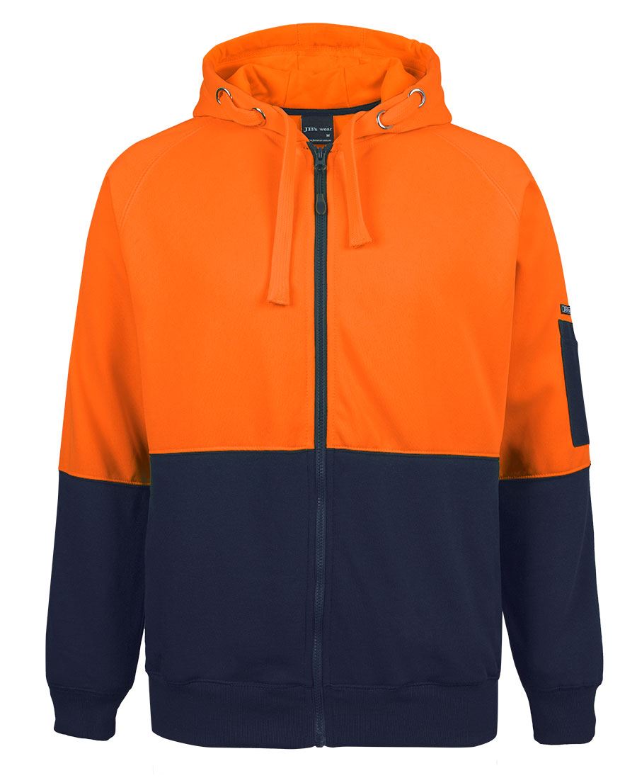 JB's HV FULL ZIP FLEECY HOODIE - Orange/Navy