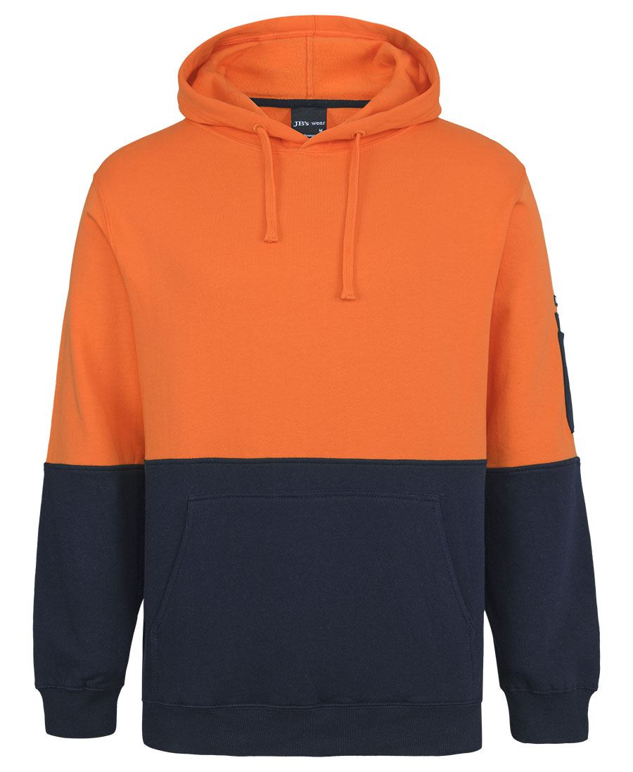 JB's HV 310 COTTON PULL OVER FLEECE HOODIE - Orange/Navy