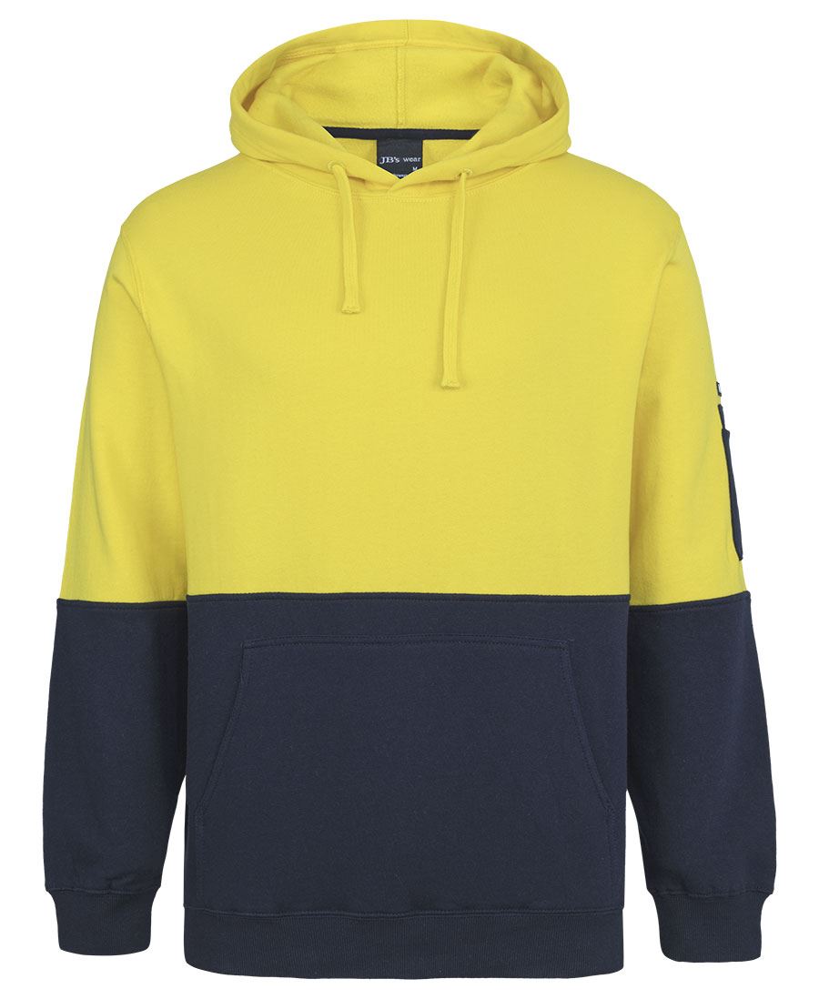 JB's HV 310 COTTON PULL OVER FLEECE HOODIE - Yellow/Navy