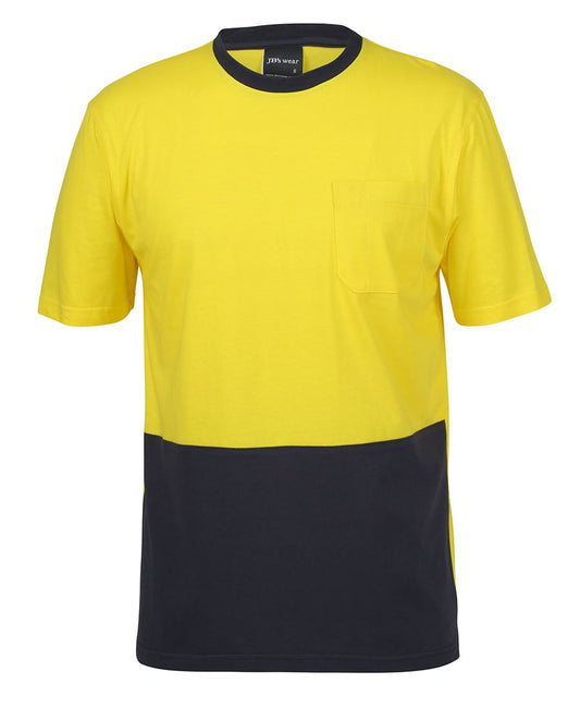 JB's HV CREW NECK COTTON T-SHIRT - Yellow/Navy