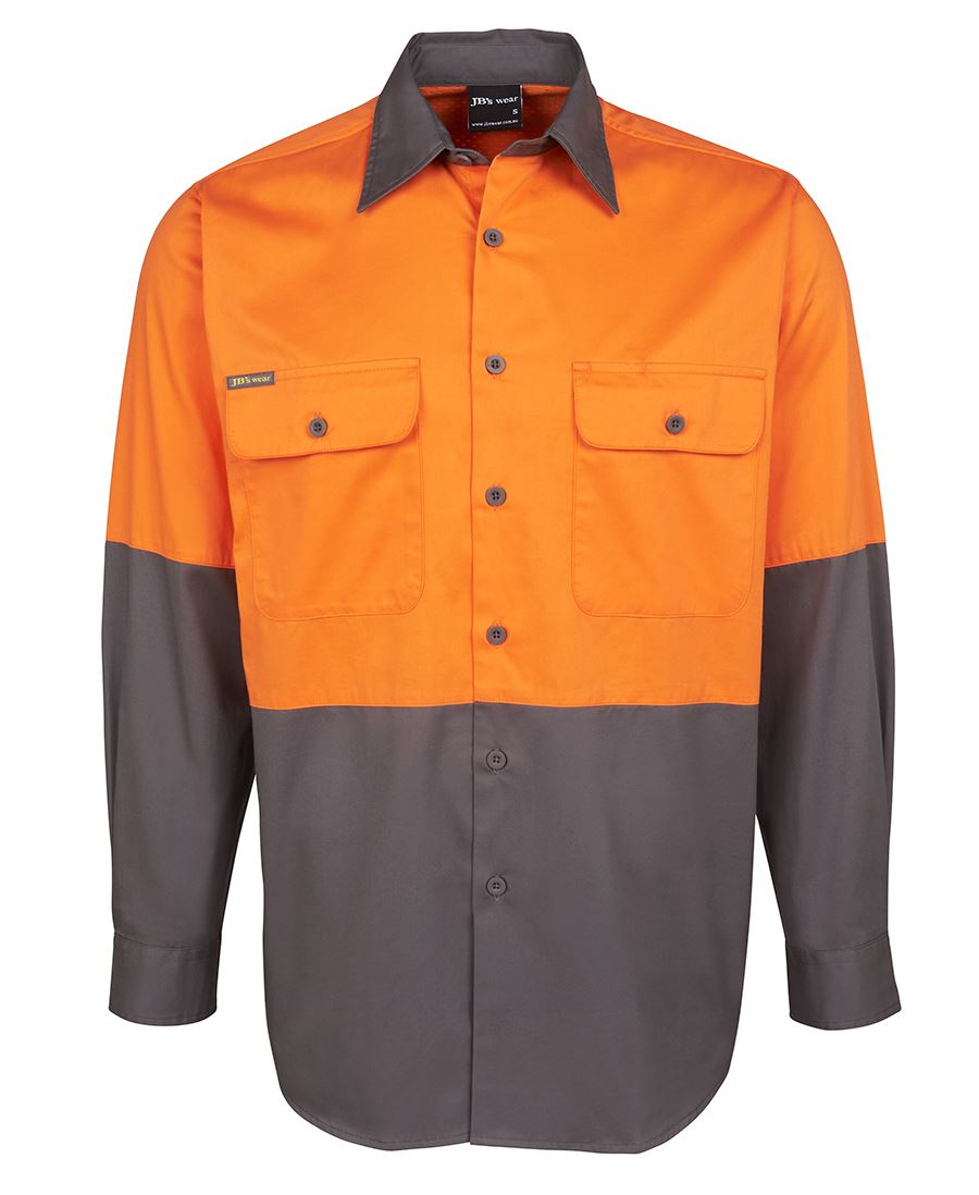 JB's HV L/S 150G SHIRT - Orange/Charcoal