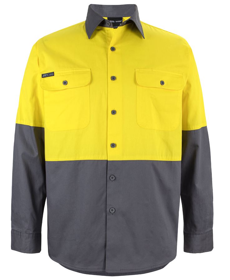 JB's HV L/S 150G SHIRT - Yellow/Charcoal