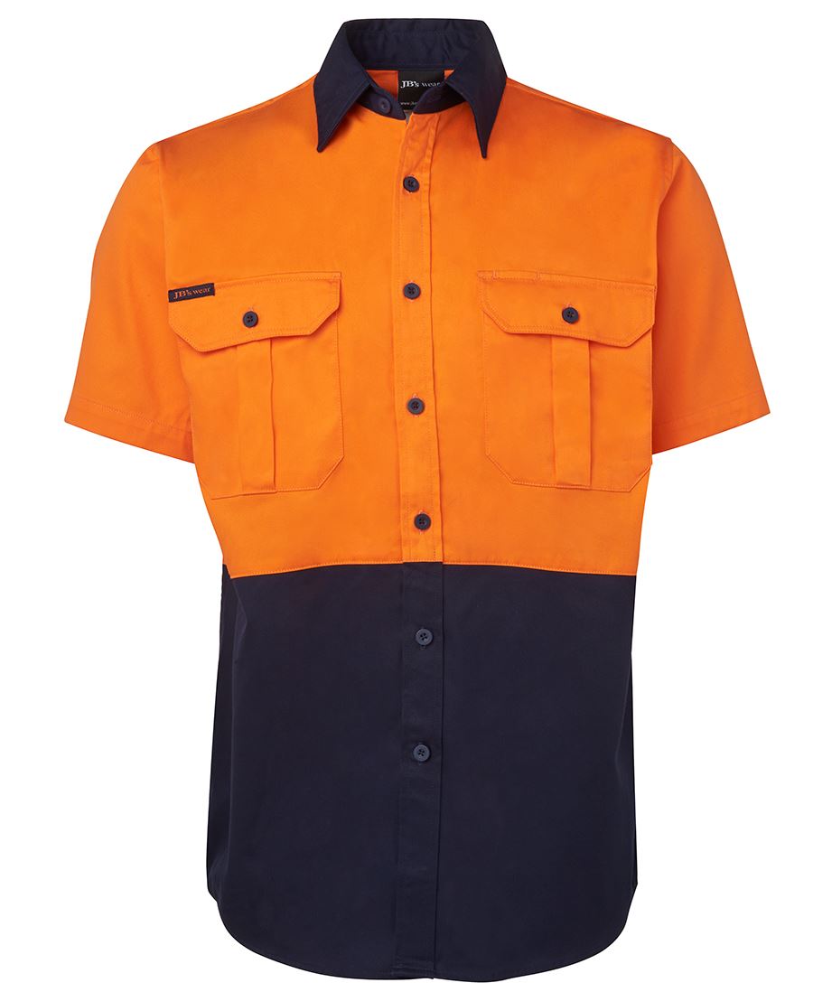 JB's HV S/S 190G SHIRT - Orange/Navy