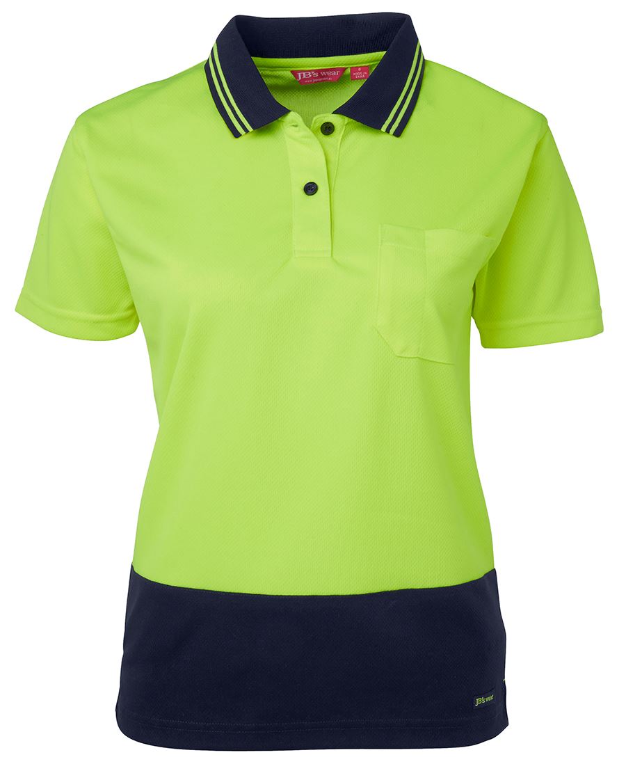 JB's LADIES HV S/S COMFORT POLO - Lime/Navy
