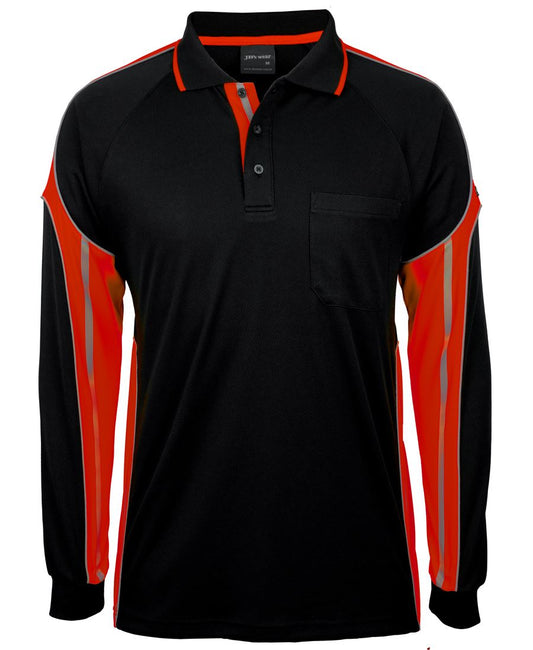 JB's L/S STREET PANEL POLO - Black/Orange