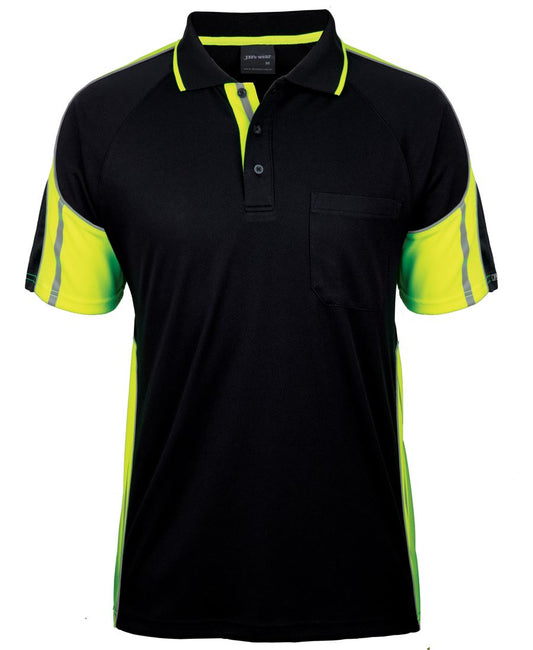 JB's S/S STREET PANEL POLO - Black/Lime