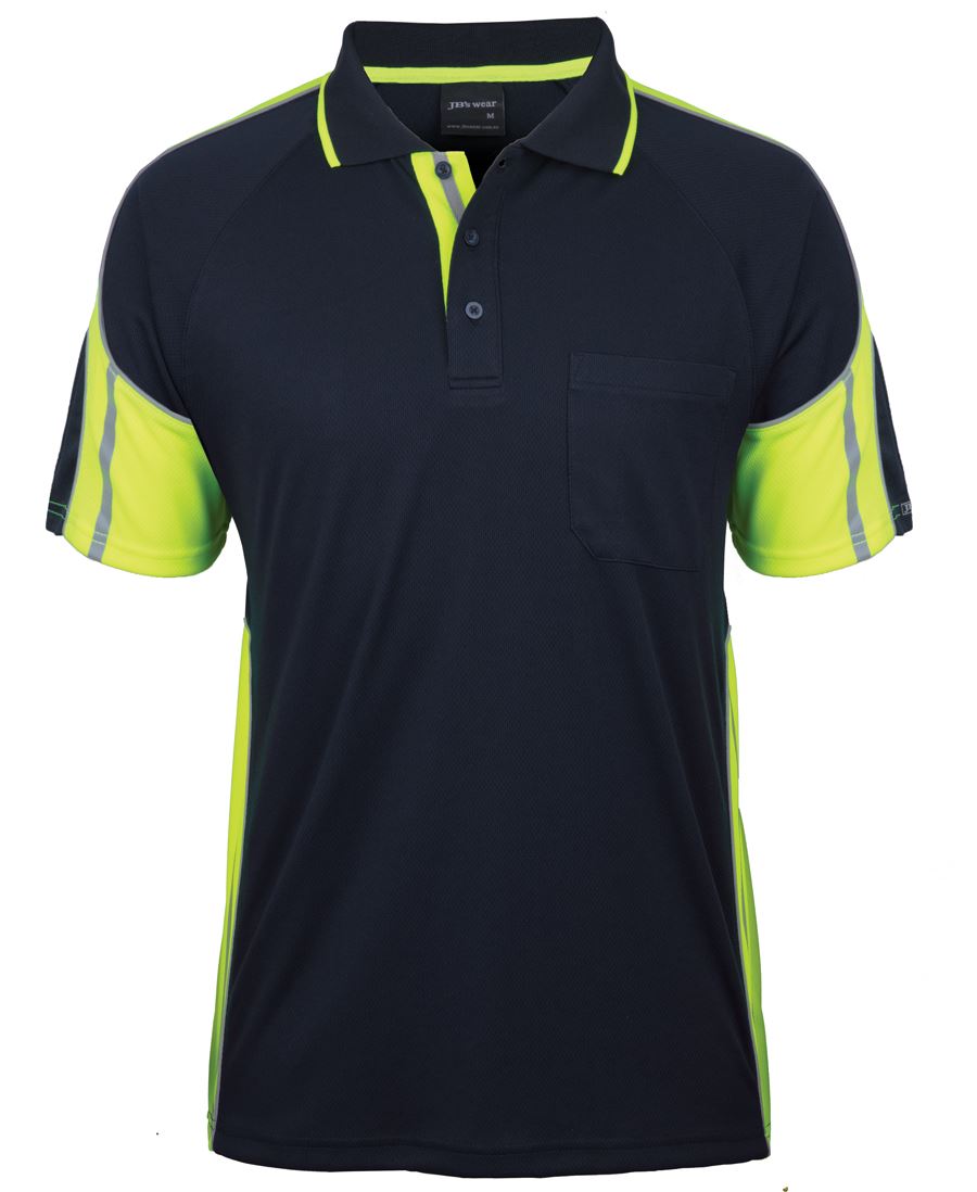 JB's S/S STREET PANEL POLO - Navy/Lime